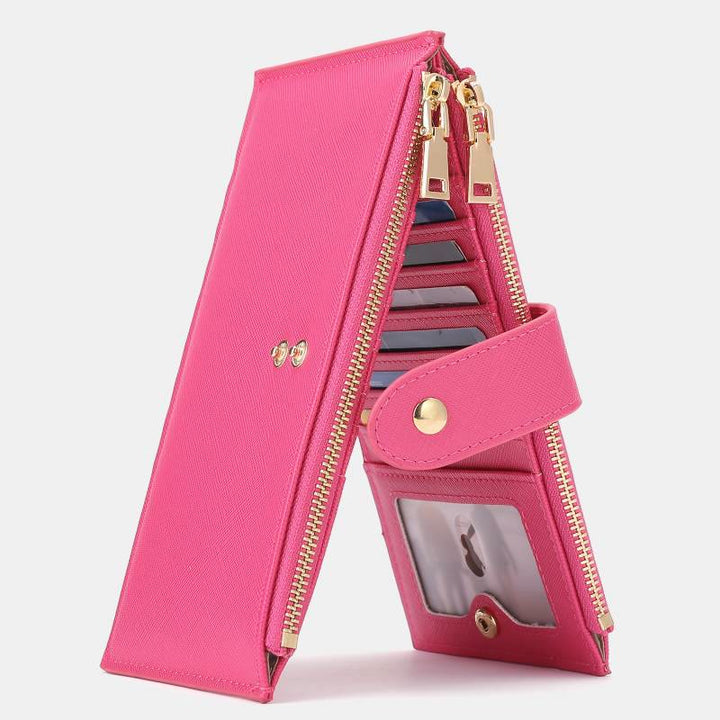 RFID-Kartenetui mit großem Fassungsvermögen, klassische zweifach gefaltete Geldbörse  - DeepPink - image 18