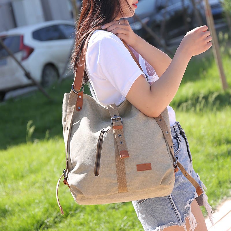 Multifunktionale Retro-Tragetasche mit großer Kapazität, umwandelbarer Rucksack - image 3