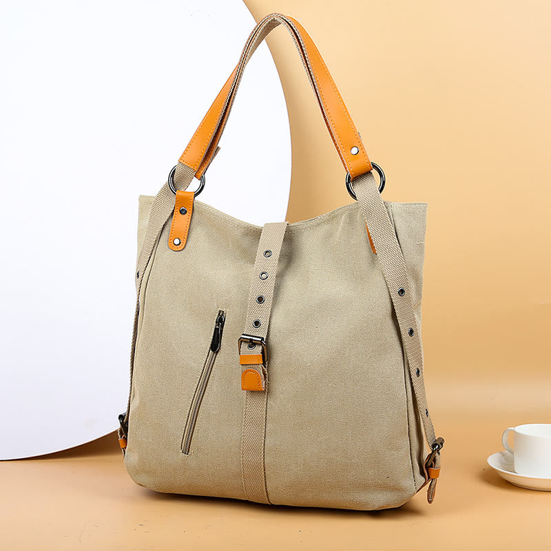 Multifunktionale Retro-Tragetasche mit großer Kapazität, umwandelbarer Rucksack - Khaki - image 1