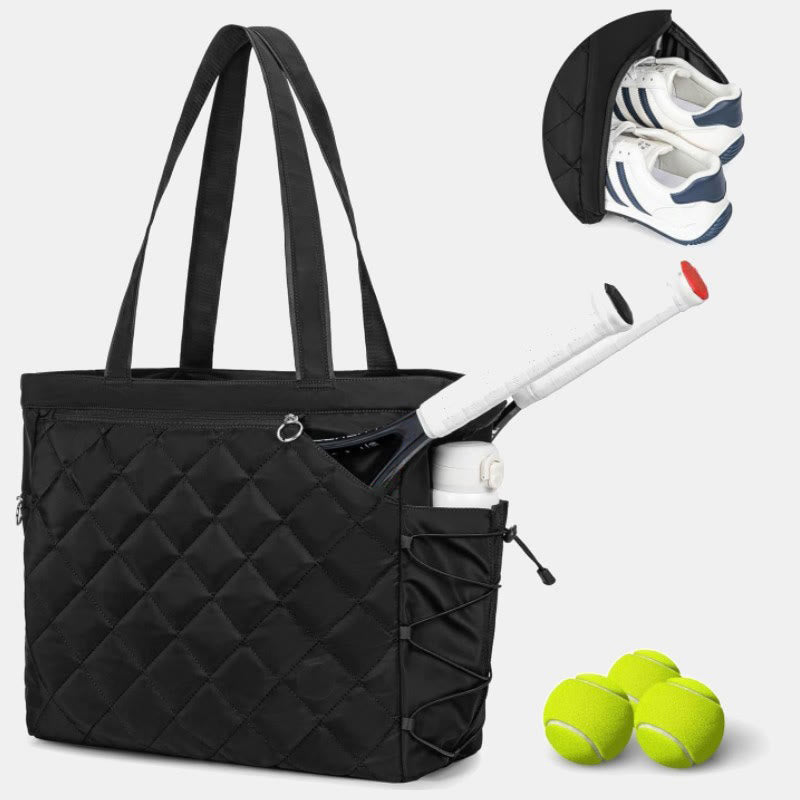 Wasserdichte gesteppte Schlägertasche, Tragetasche für Tennis, Picketball, Tragetasche, Umhängetasche - Schwarz - image 9