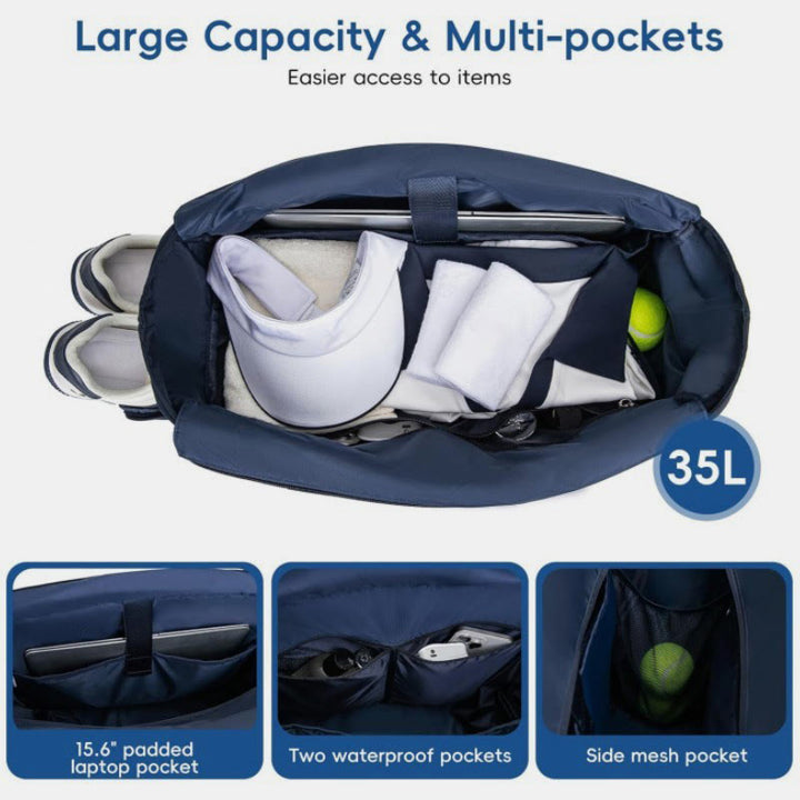 Wasserdichte gesteppte Schlägertasche, Tragetasche für Tennis, Picketball, Tragetasche, Umhängetasche - image 1