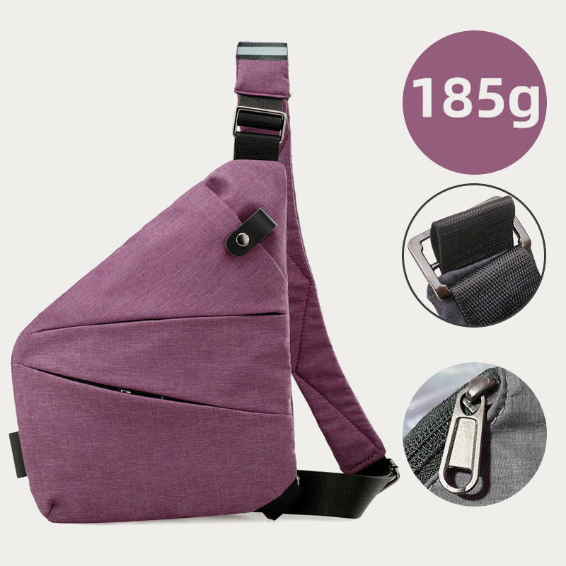 Diebstahlsichere, wasserdichte Schultertasche, Brusttasche - Distel - Linke Schulter - image 16