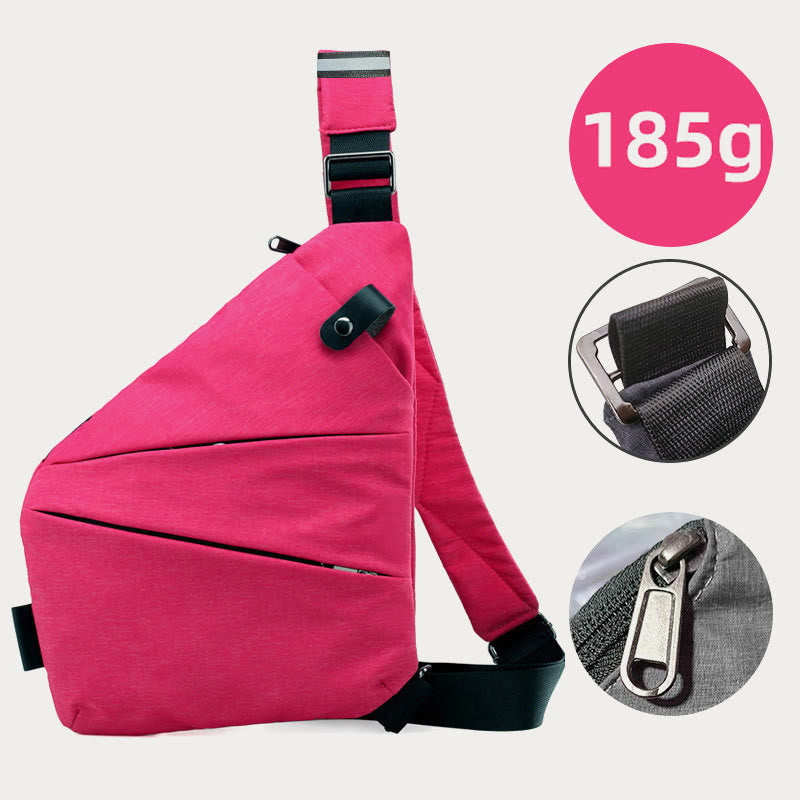 Diebstahlsichere, wasserdichte Schultertasche, Brusttasche - HotPink - Linke Schulter - image 14