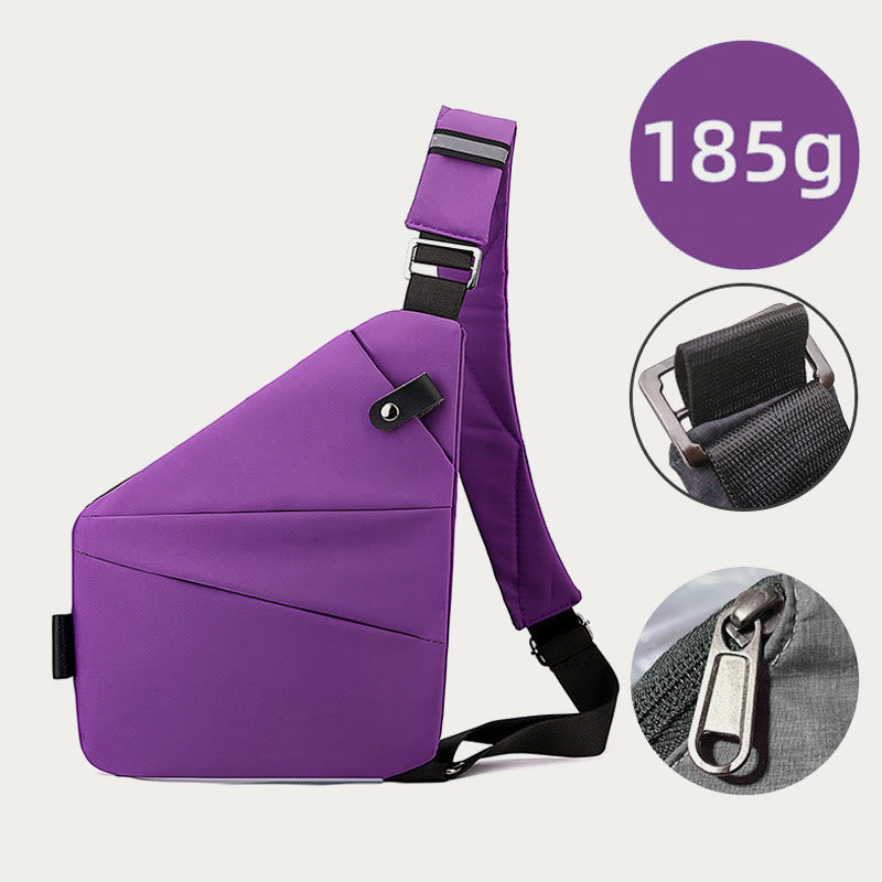 Diebstahlsichere, wasserdichte Schultertasche, Brusttasche - MittelSchieferBlau - Linke Schulter - image 22