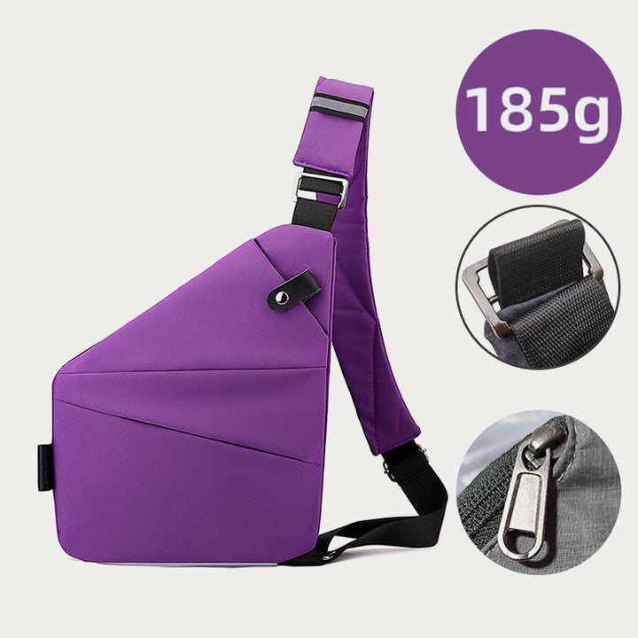 Diebstahlsichere, wasserdichte Schultertasche, Brusttasche - MittelSchieferBlau - Linke Schulter - image 22