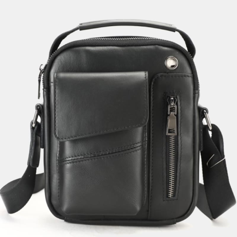 Messenger Bag für Herren, mehrere Taschen, echtes Leder, Business-Umhängetasche - Schwarz - image 10