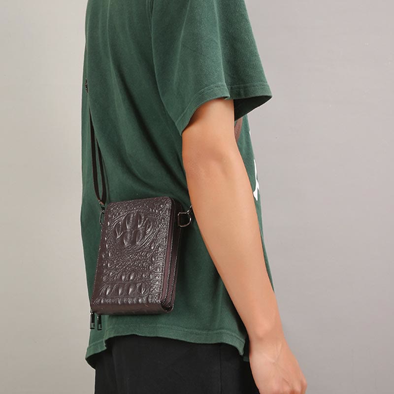 Handytasche mit abnehmbarem Riemen für Damen, Umhängetasche aus geprägtem Leder