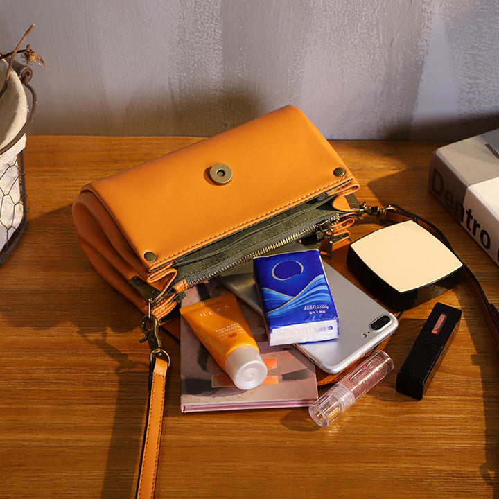 Retro Echtleder Handgemachte Umhängetasche Multi-Slot Schultertasche