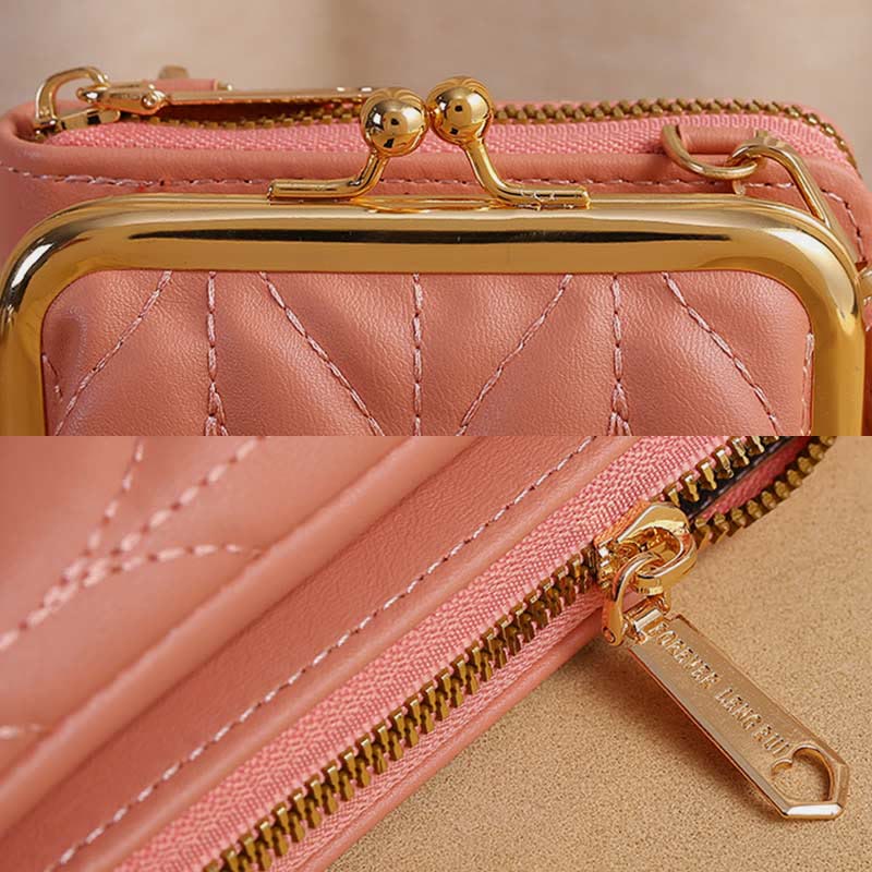 Leder-Handytasche für Damen, große Kapazität, Umhängetasche, Münzgeldbörse