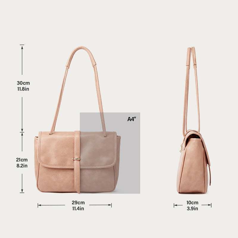 Umhängetasche für Damen mit dickem Griffriemen, weiche Ledertasche