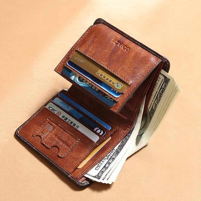 RFID-Multi-Karten-Geldbörse aus echtem Leder