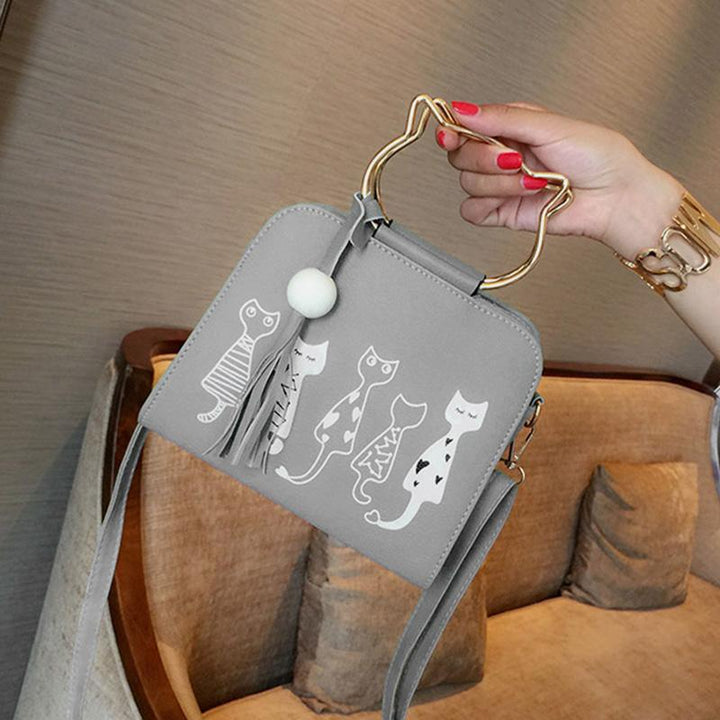 Süße Handtasche mit Katzenpfotenmotiv, Umhängetasche zum Mitnehmen