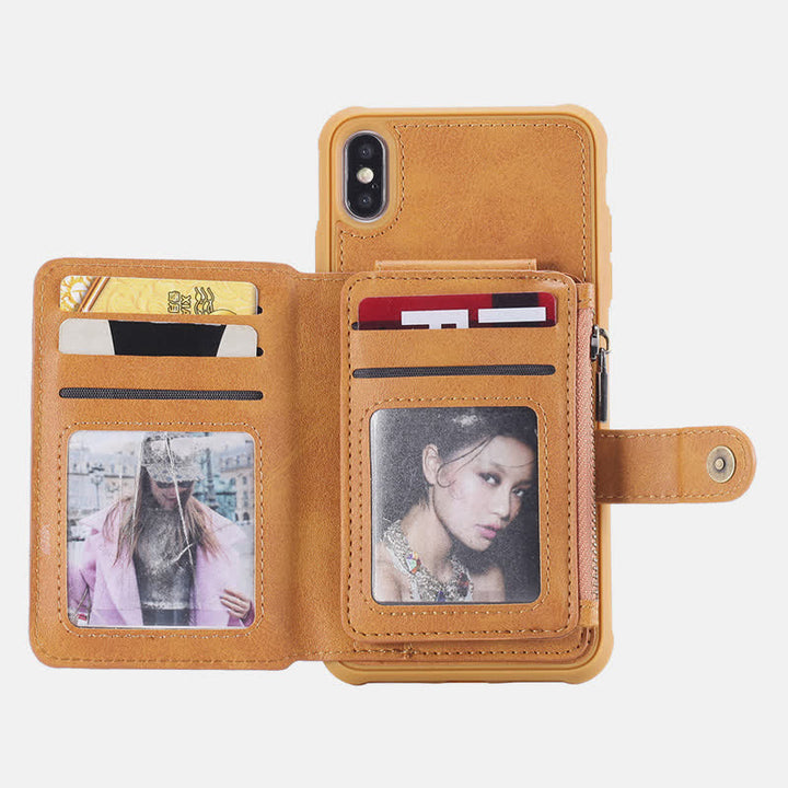Leder-Brieftaschenhülle mit mehreren Steckplätzen für iPhone Samsung