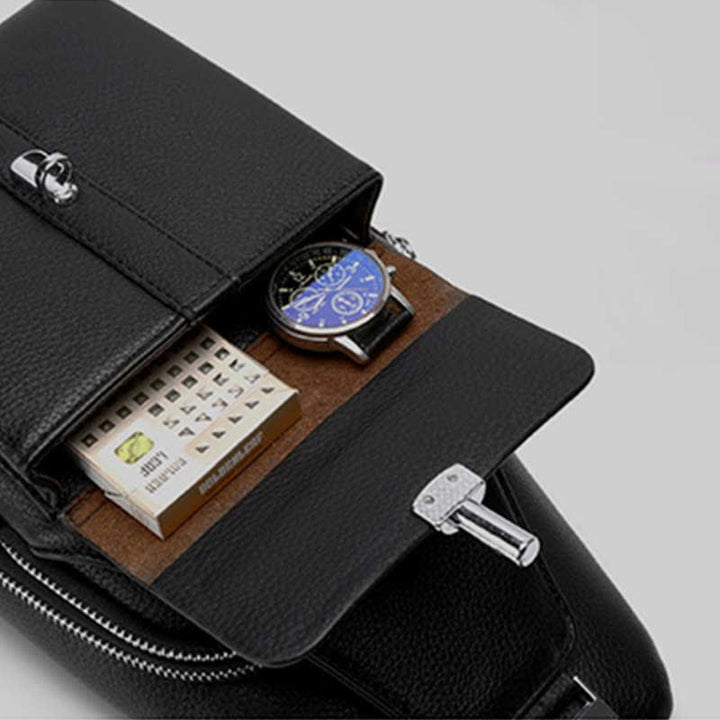 Herren Leder Schultertasche Mehrzweck Casual Bag Brusttasche Umhängetasche
