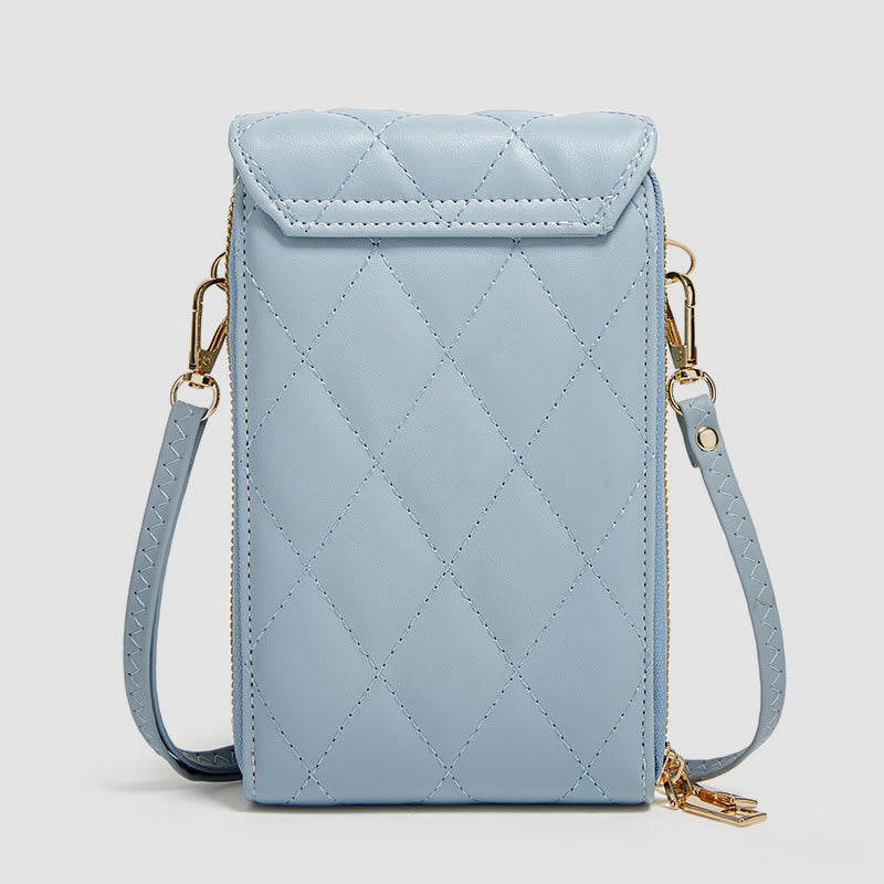 Handytasche für Damen, einfarbig, schmale Umhängetasche, Münzgeldbörse