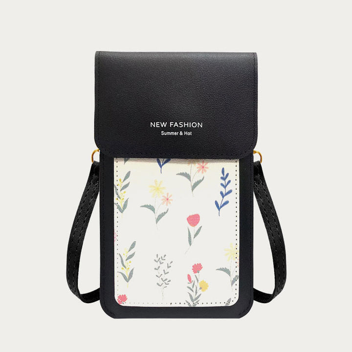 Handytasche für Damen, transparente, berührbare Umhängetasche mit Mini-Aufdruck