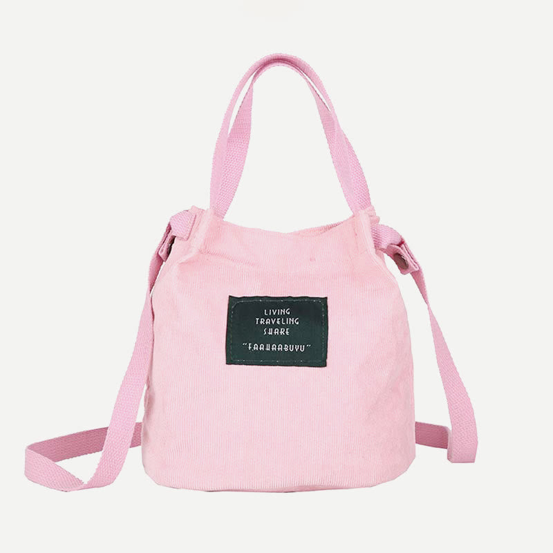 Top-Griff-Tasche für Frauen im Retro-Stil, literarische Cord-Canvas-Handtasche