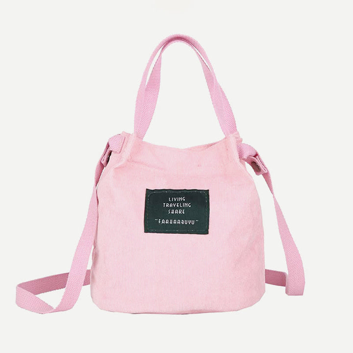 Top-Griff-Tasche für Frauen im Retro-Stil, literarische Cord-Canvas-Handtasche