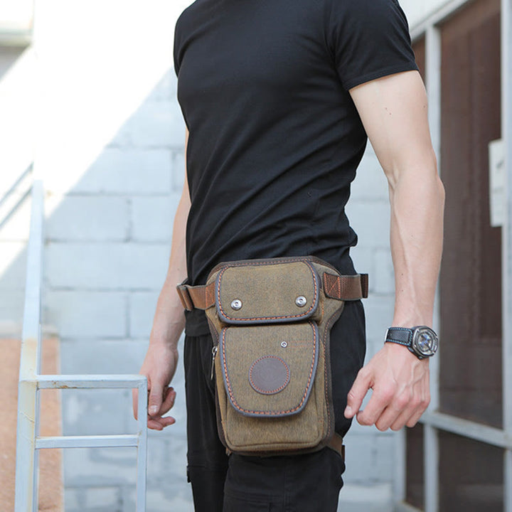 Retro-Beintasche für Herren, Outdoor-Sport, Umhängetasche aus Canvas