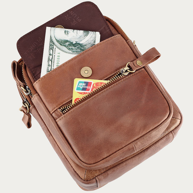 Messenger Bag für Herren, Business, kleine tragbare Umhängetasche aus Leder