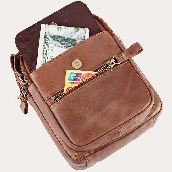 Messenger Bag für Herren, Business, kleine tragbare Umhängetasche aus Leder