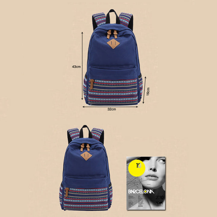 Rucksack für Frauen Bunter Streifen Benutzerdefinierter Canvas Student Sport Daypack