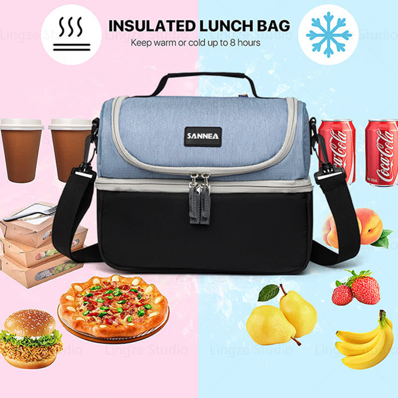 Kühltasche für Ausflüge, doppellagige Isolierung, Umhängetasche, Picknicktasche