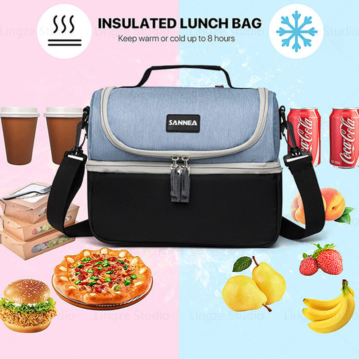 Kühltasche für Ausflüge, doppellagige Isolierung, Umhängetasche, Picknicktasche