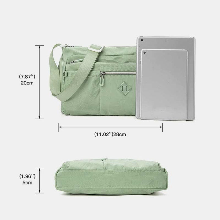 Umhängetasche mit Doppelreißverschlussfach für Damen, leichte Schultertasche mit mehreren Taschen