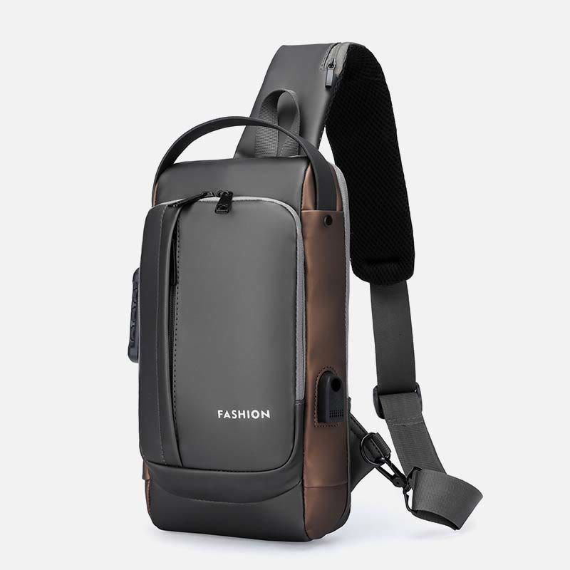Schultertasche für Männer, stahlsichere, wasserdichte Umhängetasche mit Zahlenschloss