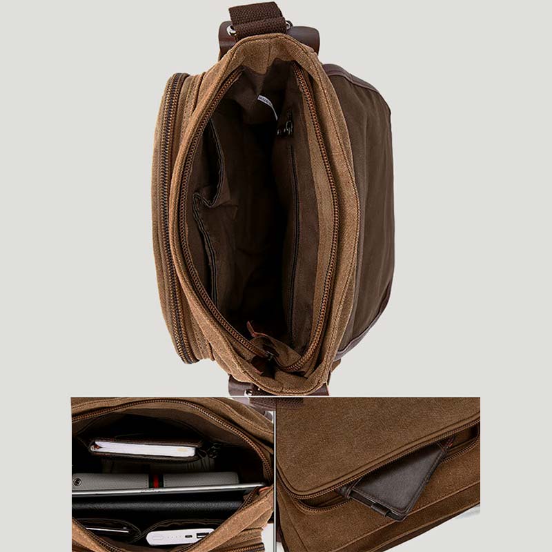 Unisex Retro Canvas Tasche Große funktionelle Umhängetasche Messenger Bag