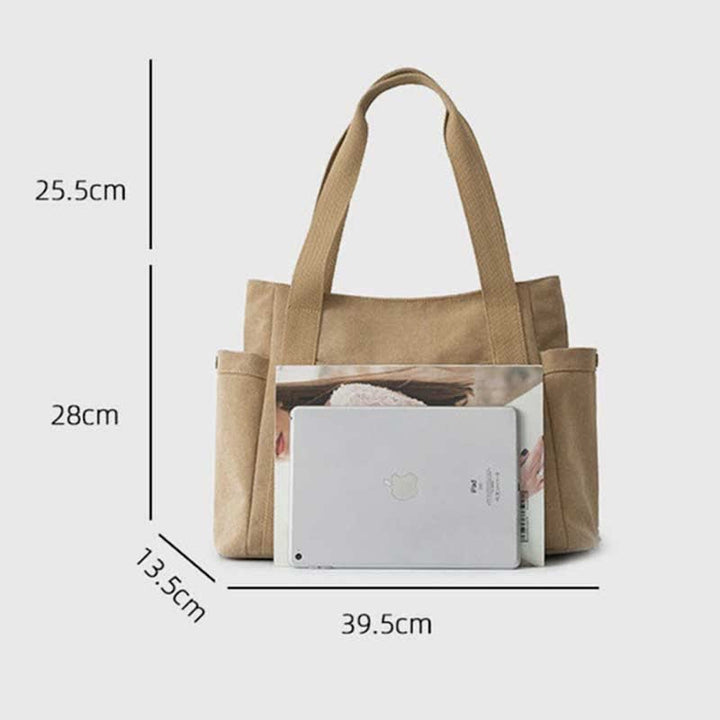 Große Kapazität Canvas Schultertasche Mehrere Taschen Handtasche Einkaufs