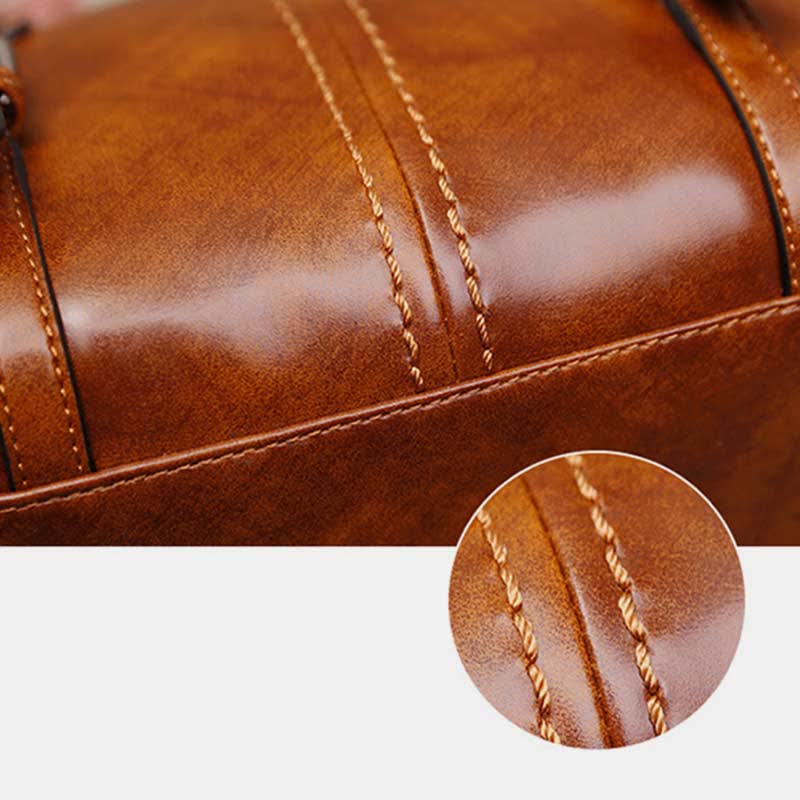 Retro Öl Wachs Leder Nieten Handtasche Tote Satchel Umhängetasche