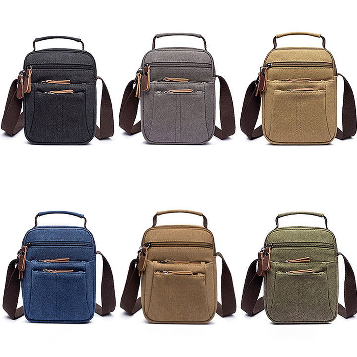 Kleine Umhängetasche aus Canvas im Vintage-Stil, mehrere Tragemöglichkeiten, lässige Schultertasche für Herren