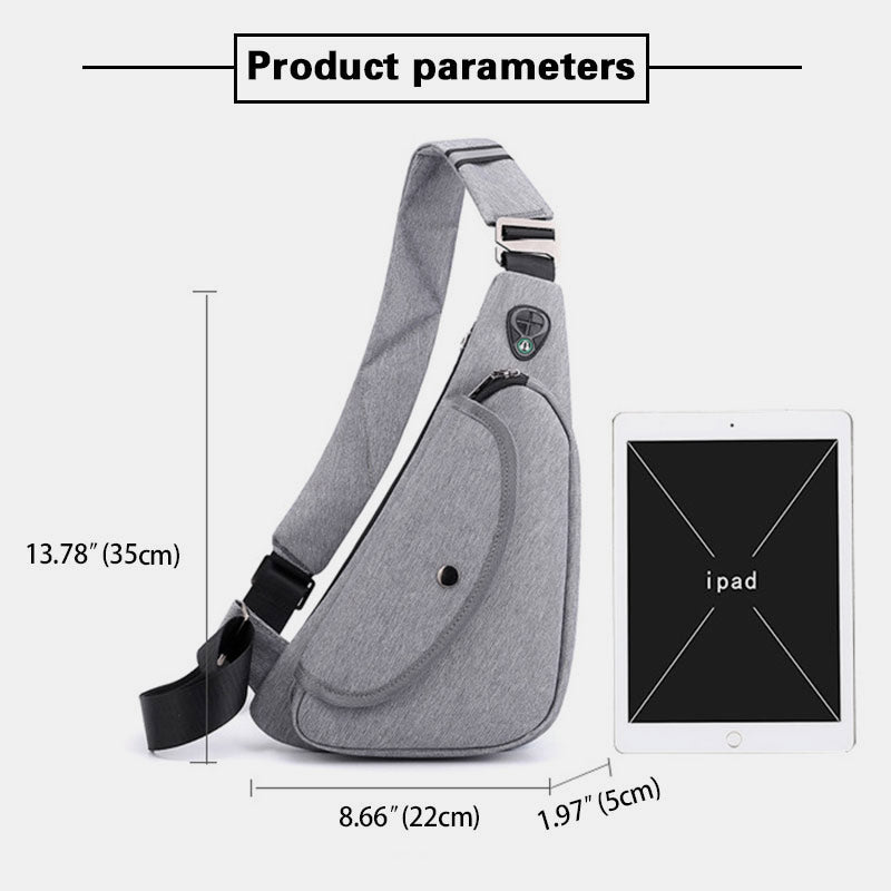 Wasserdichte, leichte, multifunktionale, stahlsichere Schultertasche mit Kopfhöreranschluss