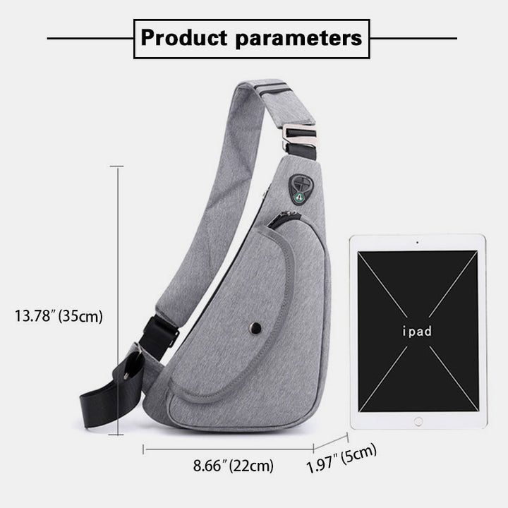 Wasserdichte, leichte, multifunktionale, stahlsichere Schultertasche mit Kopfhöreranschluss