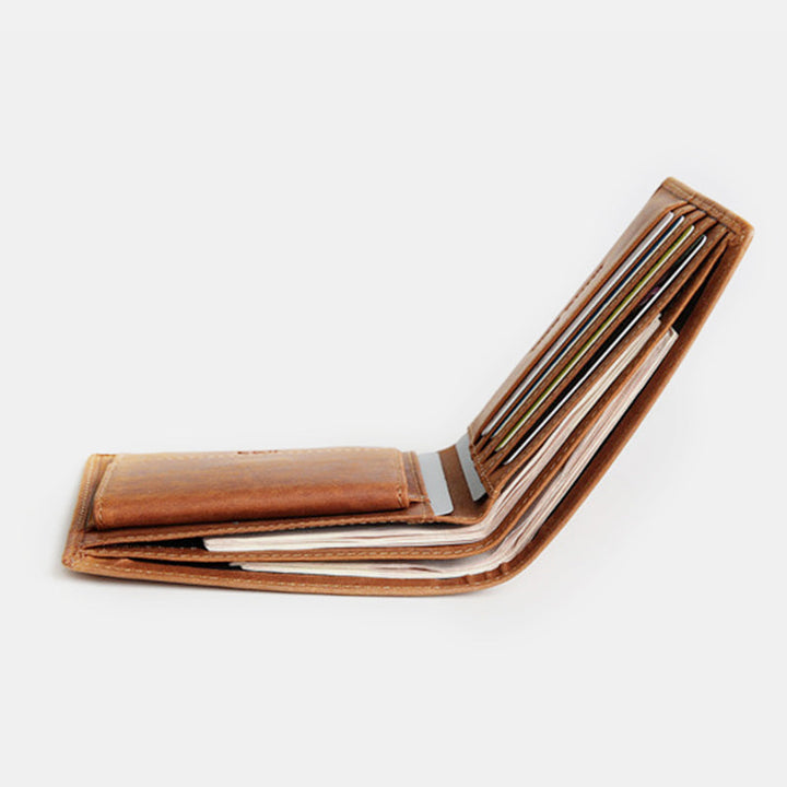Lässige Bifold-Geldbörse aus echtem Leder im Vintage-Stil