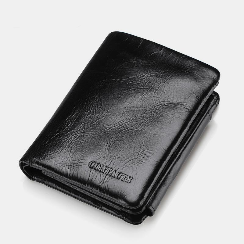 Dreifach gefaltete Geldbörse aus Vintage-Leder mit großem Fassungsvermögen