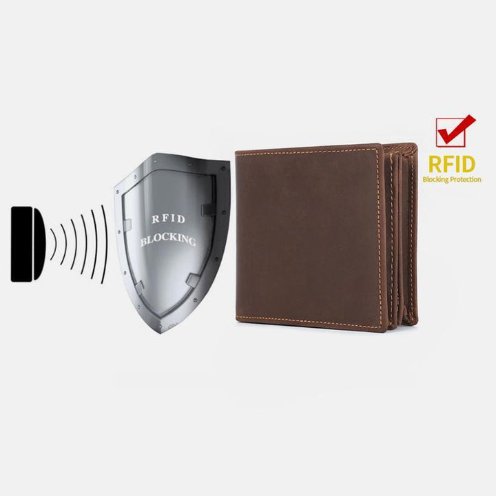 RFID Crazy Horse Leder Bifold Vintage Geldbörse