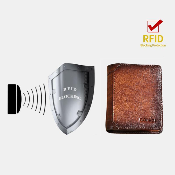 RFID-Multi-Karten-Geldbörse aus echtem Leder
