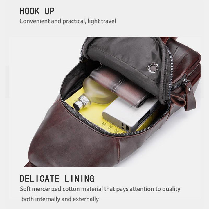 Multifunktions-Schultertasche aus echtem Leder im Vintage-Stil