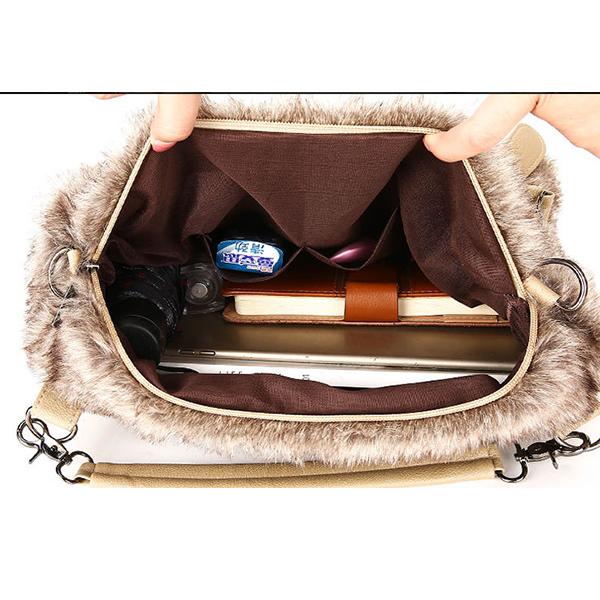 Damen Plüsch Elegante Schultertasche Tote Handtasche