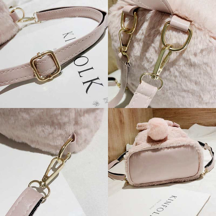 Süßer Plüsch-Rucksack, Tagesrucksack für Frauen und Mädchen mit Hasenohren