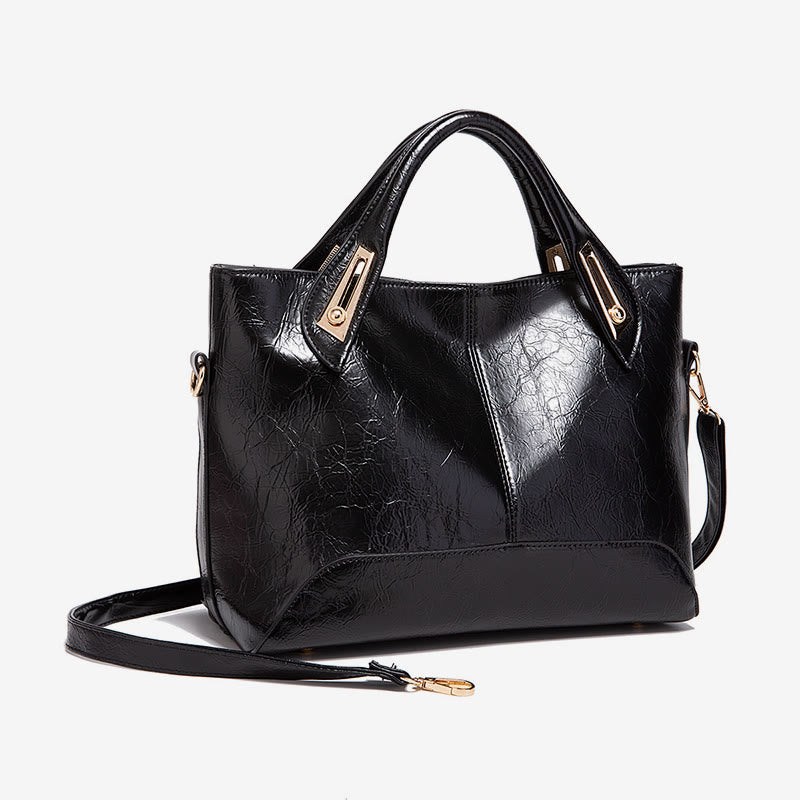 Vintage Tote für Damen Wachs Echtleder Umhängetasche