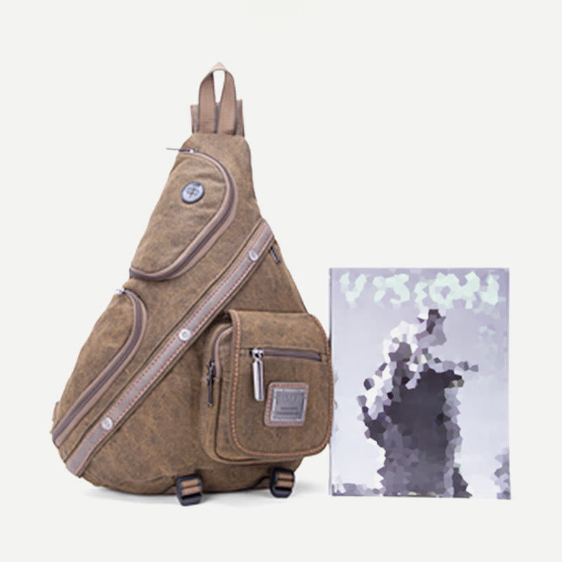 Schultertasche für Herren, multifunktionale Brusttasche aus Canvas für Freizeit und Outdoor