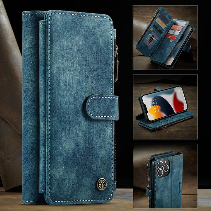 Retro-Handytasche aus Leder für iPhone und Samsung mit Münzfach