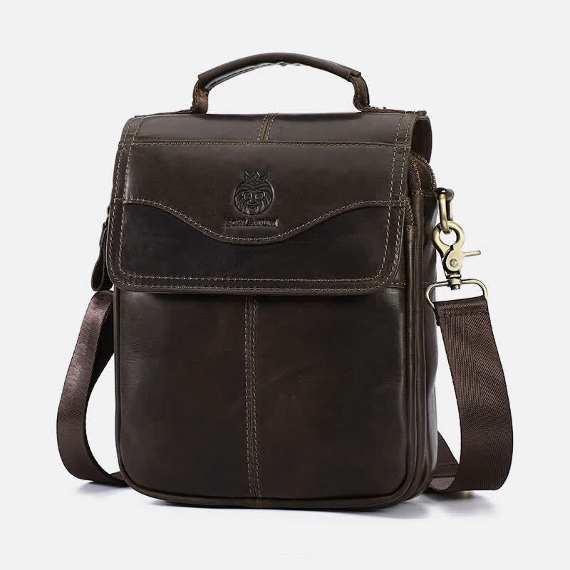 Echtes Leder Messenger Schultertasche für Männer Multi-Pocket Kleine Handtasche