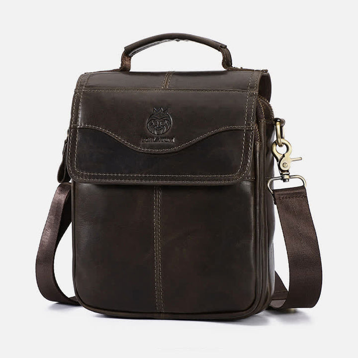 Echtes Leder Messenger Schultertasche für Männer Multi-Pocket Kleine Handtasche