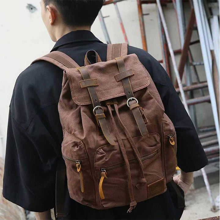 Großer Canvas-Rucksack im Vintage-Stil