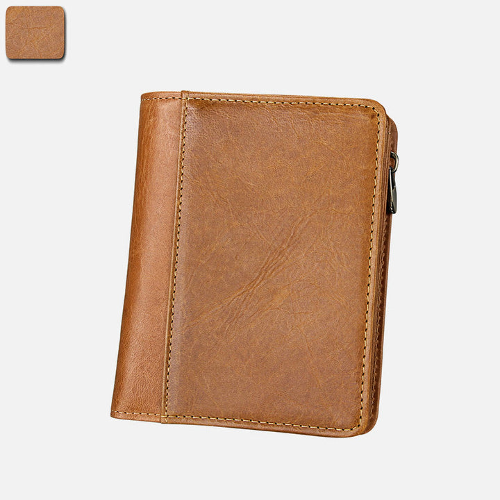 Brieftasche Für Männer Kurze Anti-Diebstahl Echtes Leder Retro